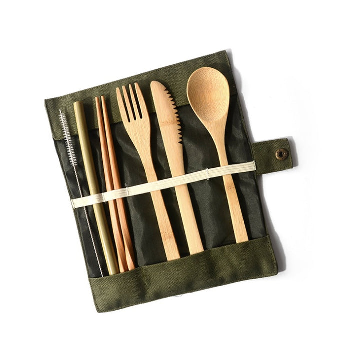 Bamboo Utensils Wooden Travel Cutlery Set - Reusable Utensils with Pouch