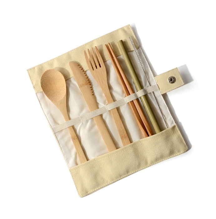 Bamboo Utensils Wooden Travel Cutlery Set - Reusable Utensils with Pouch