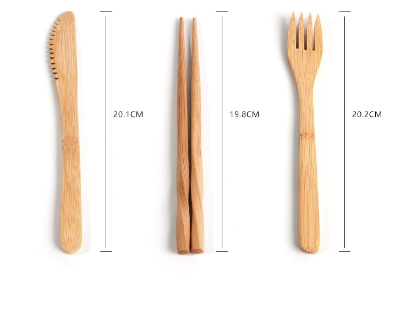 Bamboo Utensils Wooden Travel Cutlery Set - Reusable Utensils with Pouch