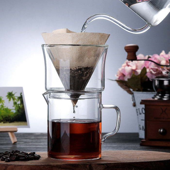 Heat-Resistant Glass Coffee Pot with Double Glass Coffee Filter Cup