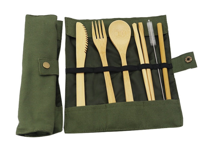 Bamboo Utensils Wooden Travel Cutlery Set - Reusable Utensils with Pouch