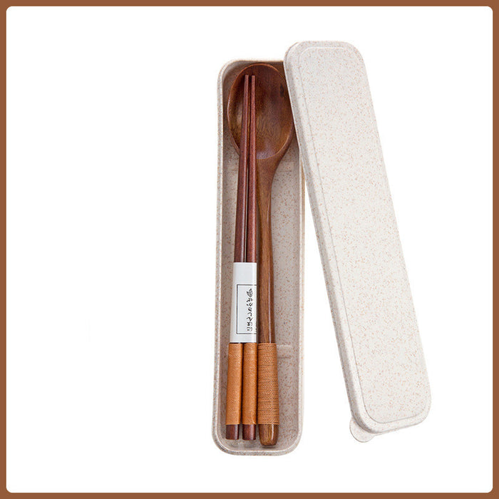 Portable Take-Out Wooden Spoon and Chopstick Storage Box