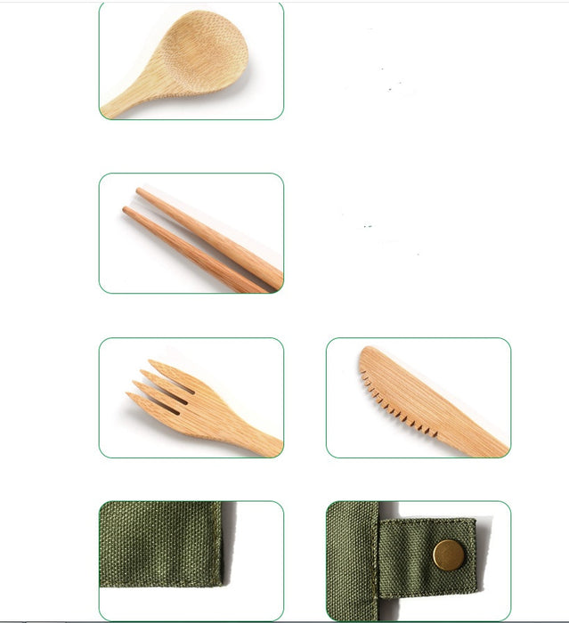 Bamboo Utensils Wooden Travel Cutlery Set - Reusable Utensils with Pouch