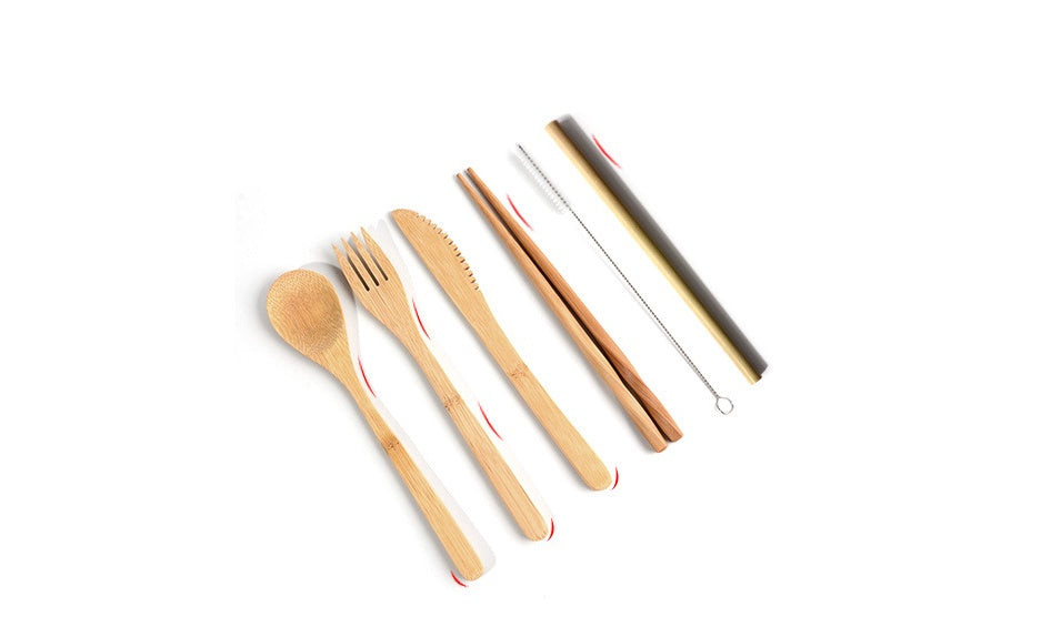 Bamboo Utensils Wooden Travel Cutlery Set - Reusable Utensils with Pouch