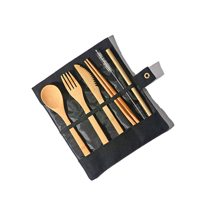 Bamboo Utensils Wooden Travel Cutlery Set - Reusable Utensils with Pouch