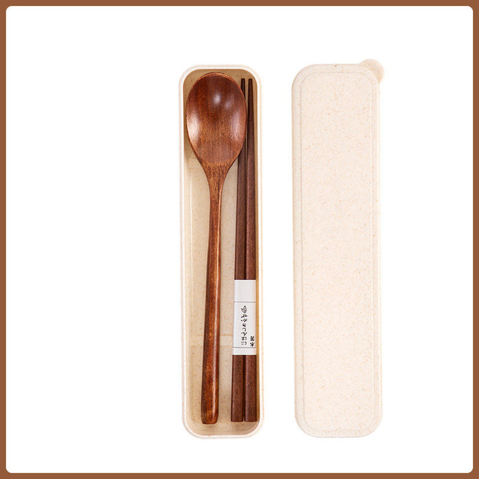 Portable Take-Out Wooden Spoon and Chopstick Storage Box