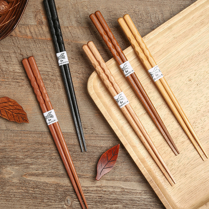 Elegant Household Wooden Chopsticks Gift Box Set - 5 Pairs