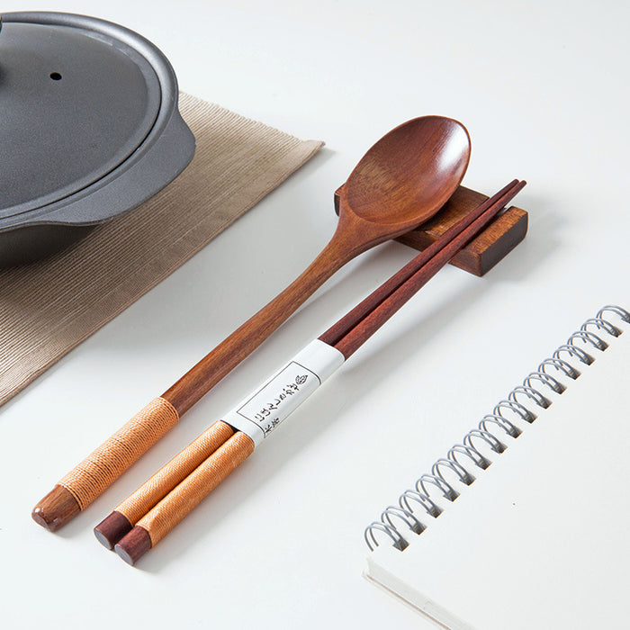 Portable Take-Out Wooden Spoon and Chopstick Storage Box